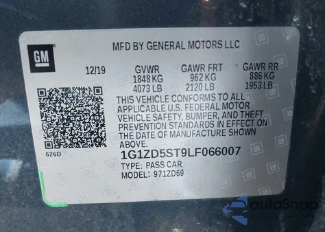 2020 Chevrolet Malibu Fwd Lt из США, поврежденный, VIN 1G1ZD5ST9LF066007